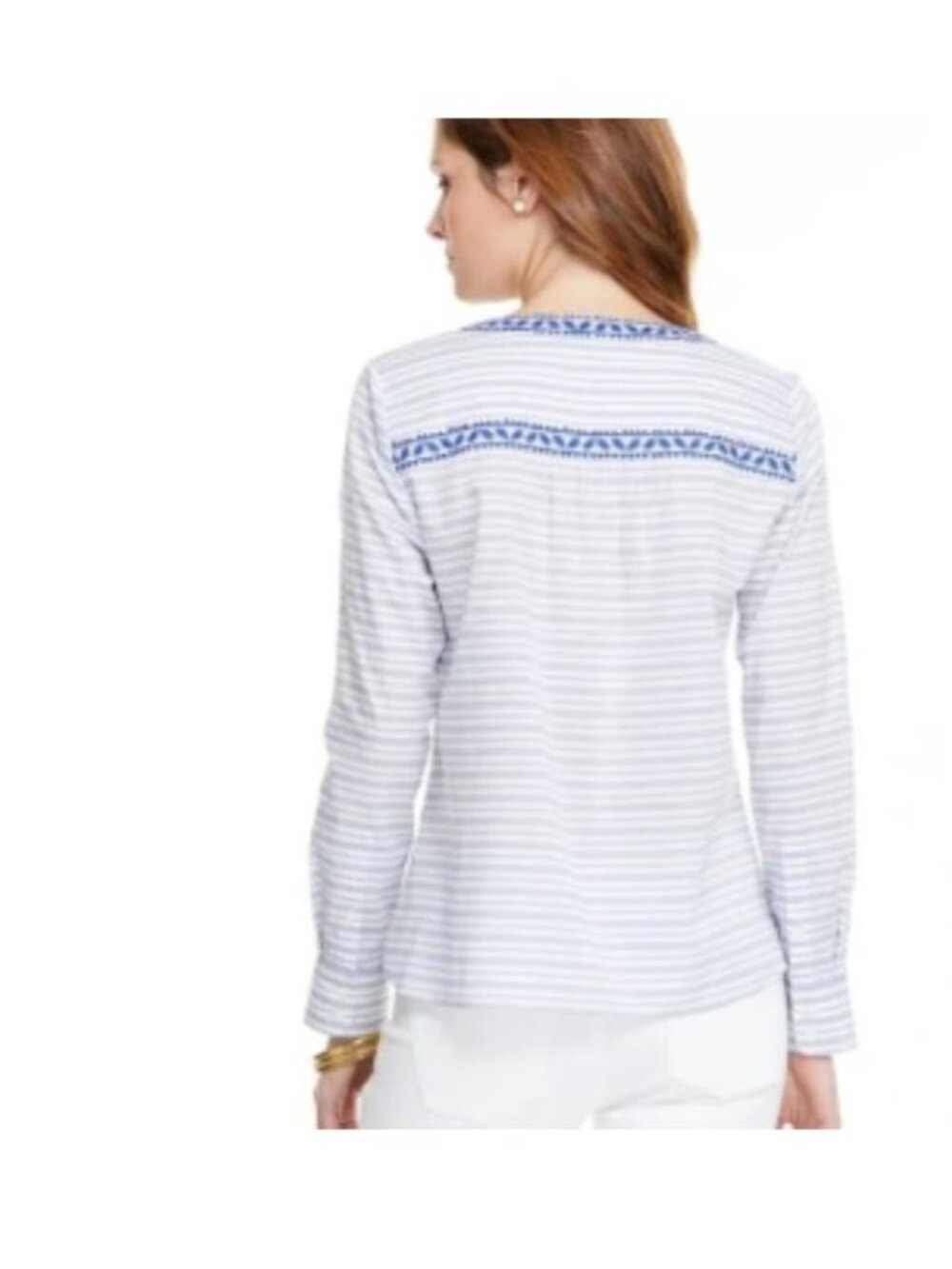 Vineyard Vines resort stripe embroidered top blue Medium Cotton - Picture 6 of 10